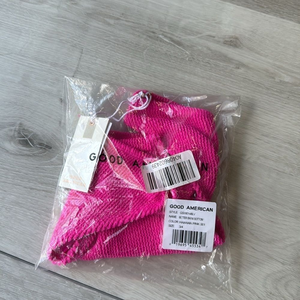 Good American Better Bikini Bottom Hawaiian Pink Size 3/4 New With Tags - Picture 4 of 5
